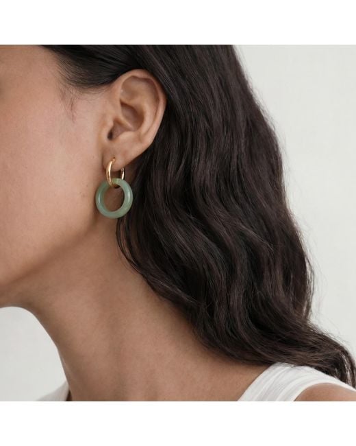 seree Green Amelie Jade- Gemstone Hoop Earrings