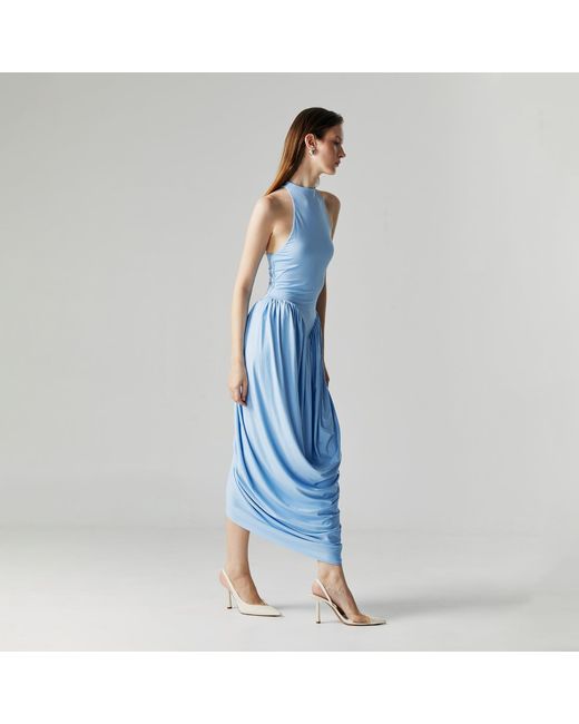 Ats the Label Blue Celine Drapped Maxi Dress