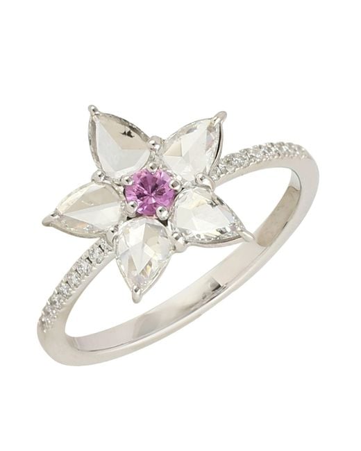 Artisan Pink Diamond & Sapphire Flower Ring