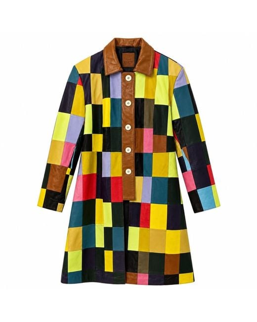 Zasta Studio Yellow The Queen Of Hearts Italian Leather Trench Coat D