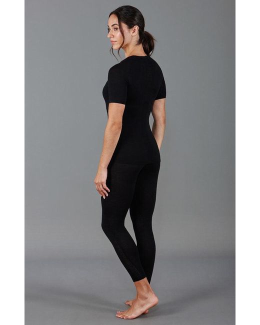 Paul James Knitwear Black Midweight Merino Activewear Selene T-Shirt