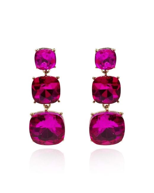 Michael Nash Jewelry Pink Mackenzie Triple Cushion Shape Fuschia Drop Earrings