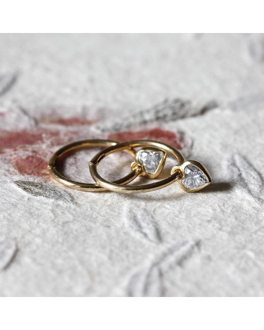 Lee Renee Pink Diamond Heart Clicker Hoop Earrings