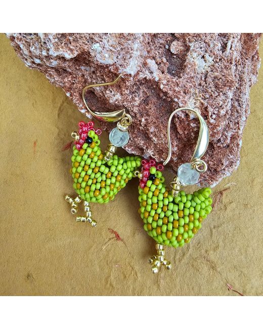 Farra Yellow Playful Handcrafted Chicken Dangle Earrings