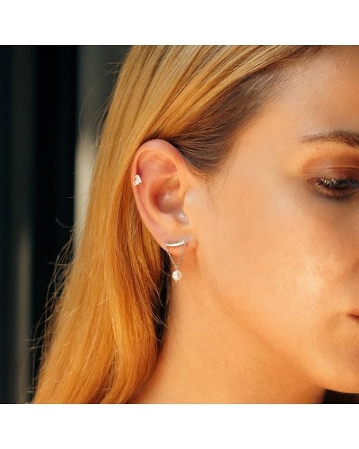 Spero London White Sterling Three Stone Piercing Bead End