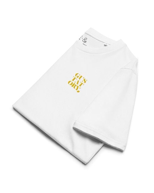 Anchor and Crew White Gustatory Coffee Over Bills Organic Cotton Embroidered T-Shirt