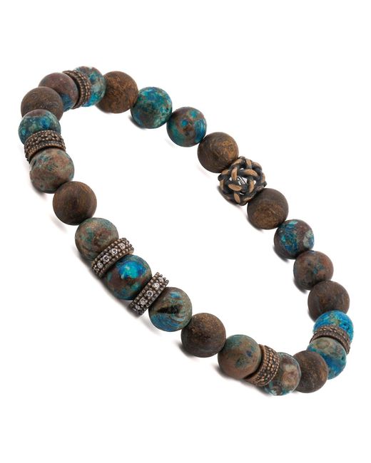 Ebru Jewelry Multicolor Diamond Good Luck Beaded Bracelet for men