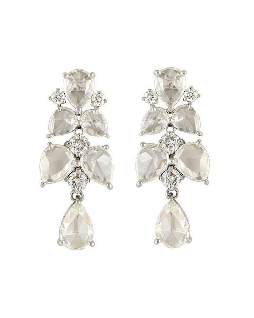 Artisan White Ice Diamond Floral Drop Earrings