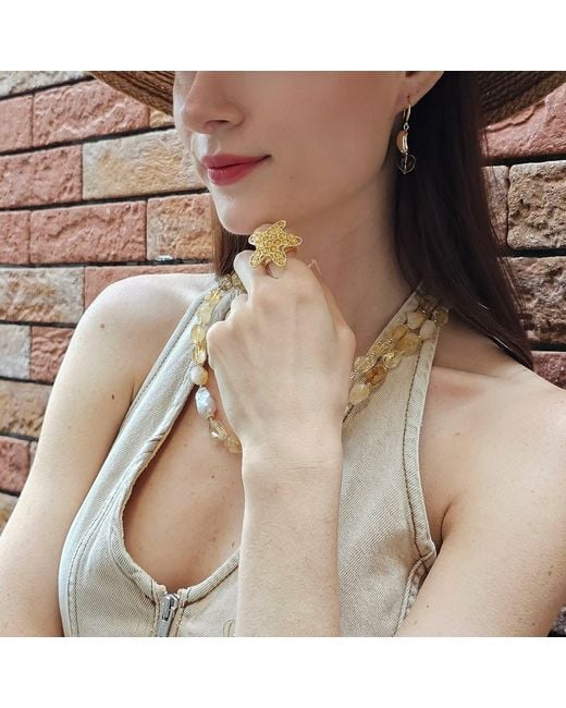 Farra Metallic Agate Star Setting Statement Ring