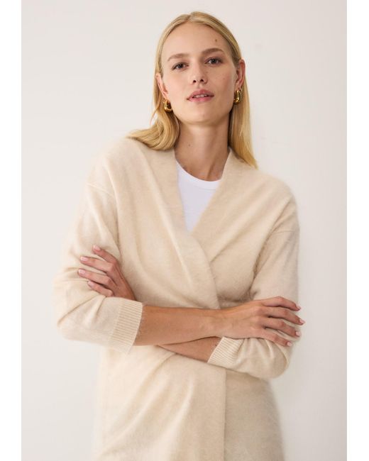 Loop Cashmere Neutrals Brushed Cashmere Cardigan in Natural | Lyst UK