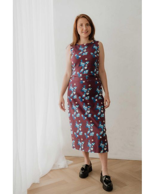 Sophie Cameron Davies White Floral Midi Jersey Skirt