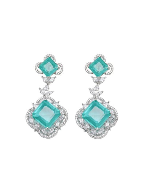 Meraki by Rashmi Bajaj Blue Voyage De Boucles Sea Cubic Zirconia Chandelier Earrings