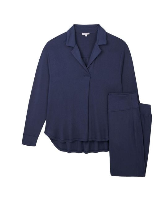 Mamu Dream Blue Ribbed Modal Hero Shirt & Cuffed Leggings Set