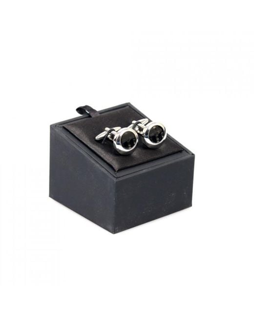 DAVID WEJ Black Circle Chequered Design Cufflink for men