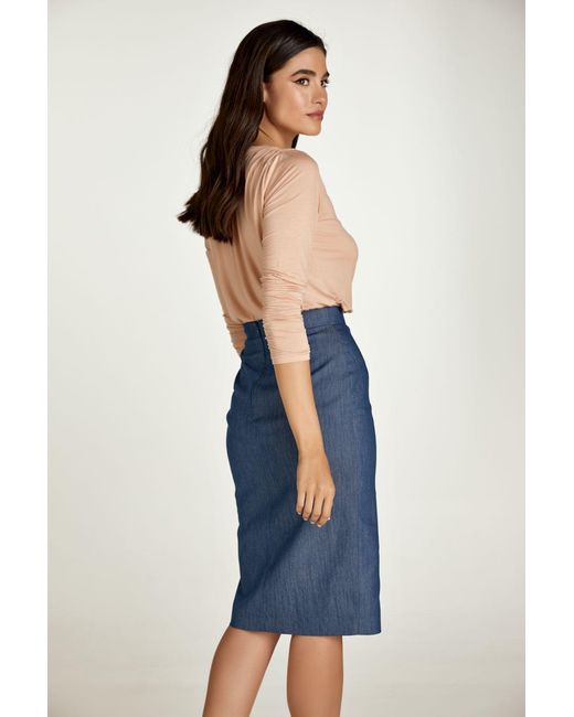 Conquista Blue Denim Style Pencil Skirt