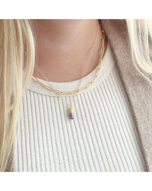 Kris Nations Metallic Chill Pill Enamel Necklace Gold/peri Lilac