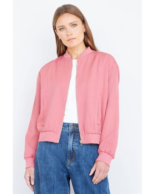 Yumi' Pink Relaxed Lightweight Bomber Jacket