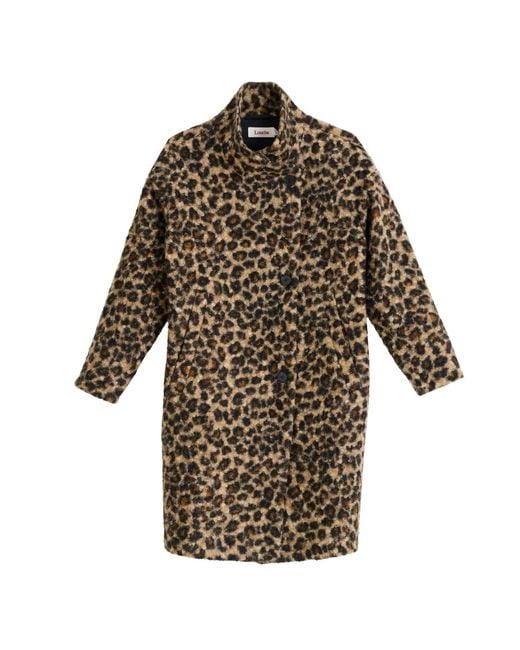 Louche Brown Donalda Animal Funnel Neck Coat