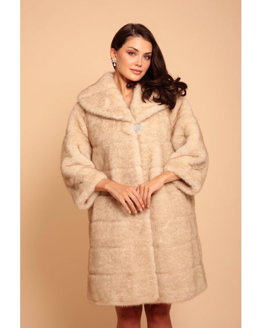 Santinni Natural Neutrals 'Hollywood' Faux Fur Coat