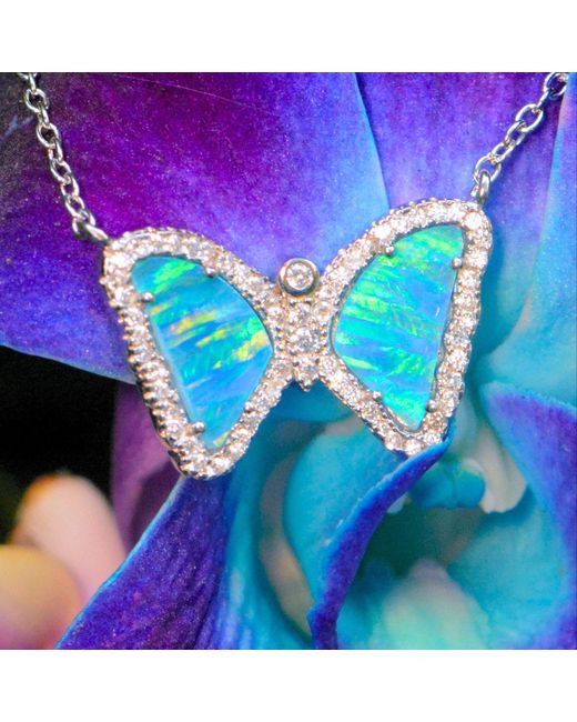 KAMARIA Blue Mini Opal Butterfly Necklace
