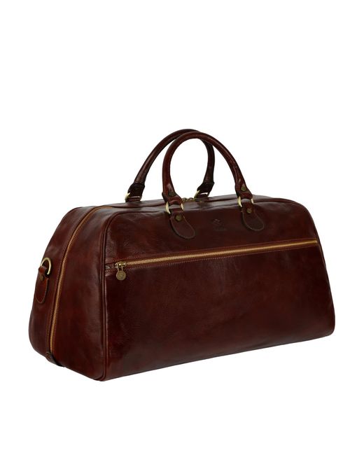 Time Resistance Brown Leather Duffel Bag for men