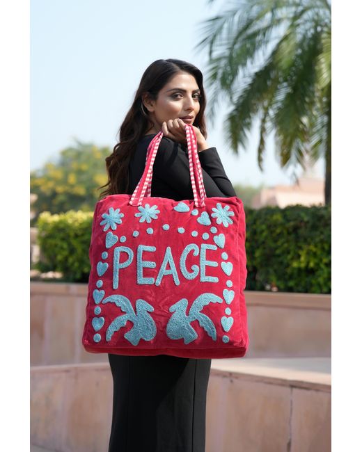 Conscious Yoga Collective Pink Peace Suzani Tote