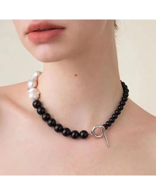 Angel Barocco Black Baroque Pearl Onyx Choker Necklace