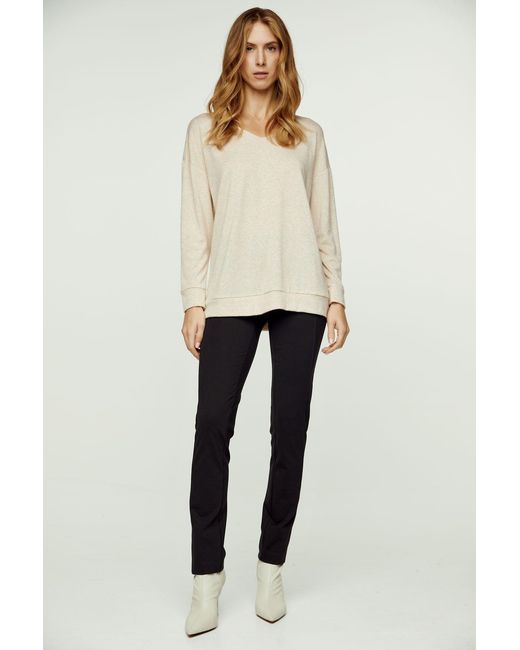 Conquista Natural Neutrals Melange Long Sleeve Knit Top