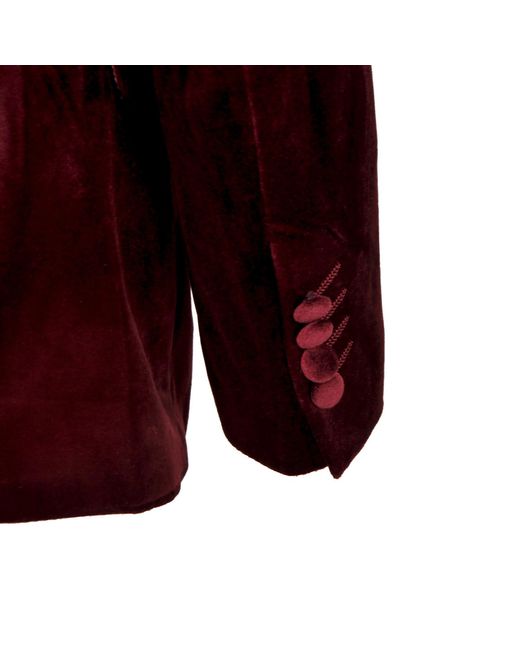 DAVID WEJ Red Maison Velvet Double Breasted Blazer for men