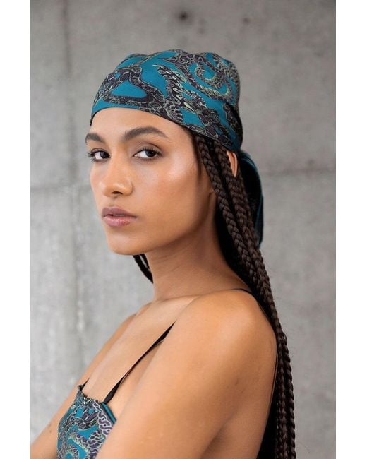 Monzlapur New York Blue Small Silk Snake Scarf