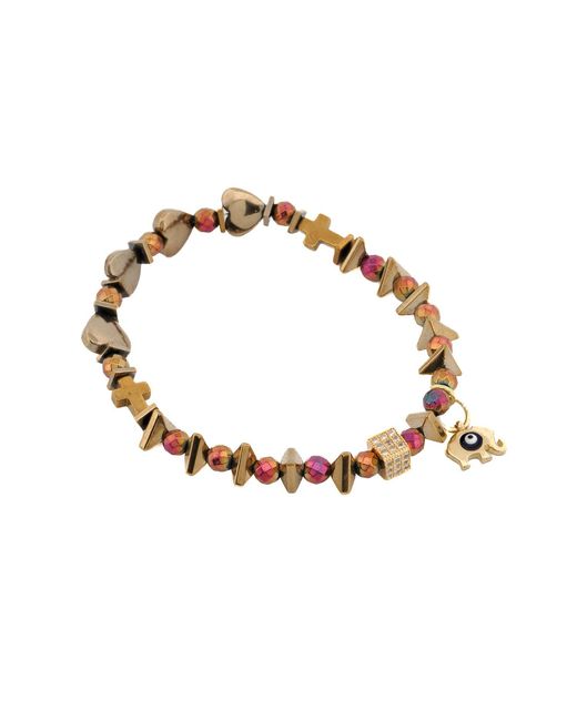 Ebru Jewelry Multicolor Hematite Stone Protective Evil Eye Lucky Elephant Bracelet Set
