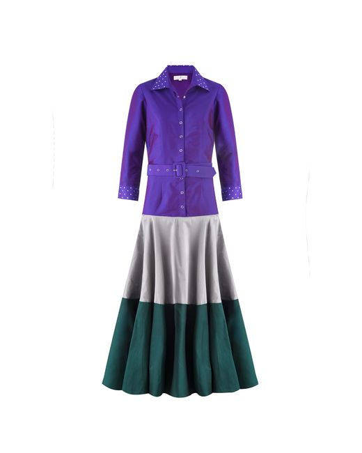Winifred Mills Purple Janice Swarovski Crested Taffeta Maxi Dress