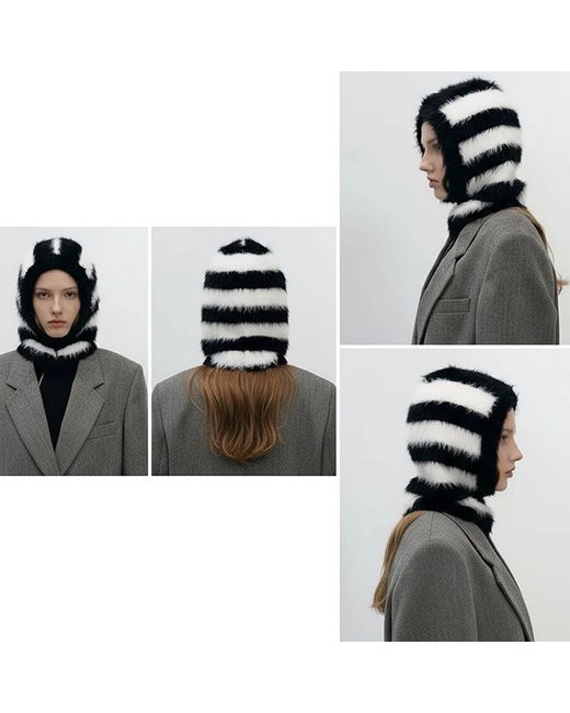 London Atelier Byproduct Black Striped & Striped Fuzzy Balaclava