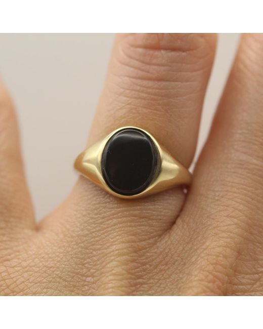VicStoneNYC Fine Jewelry Black Onyx Signet Solid Ring for men