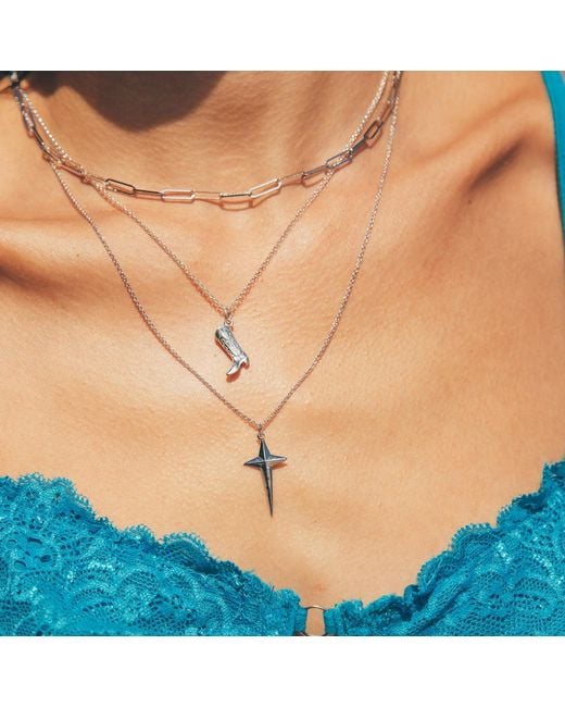 Scream Pretty Metallic Cowboy Boot Charm Necklace