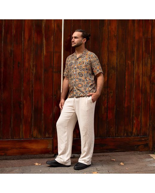 Maurice Saxe Brown Mosaic Shirt for men