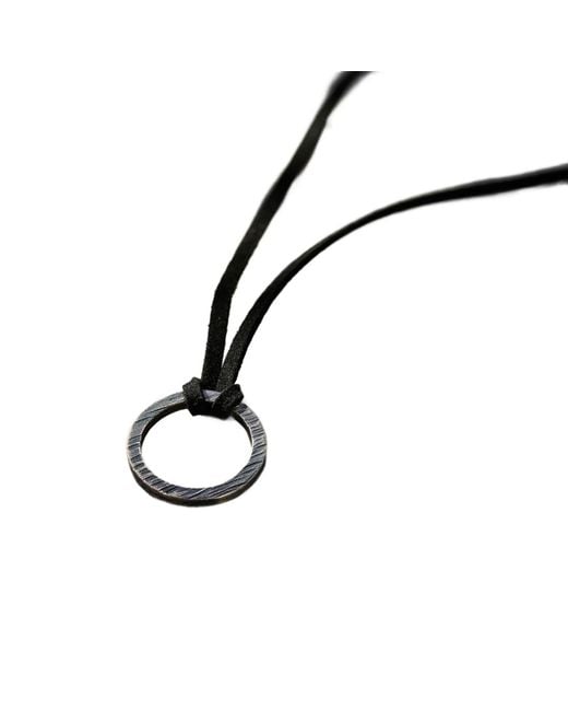 Posh Totty Designs Black Sterling Textured Quote Ring Leather Necklace for men