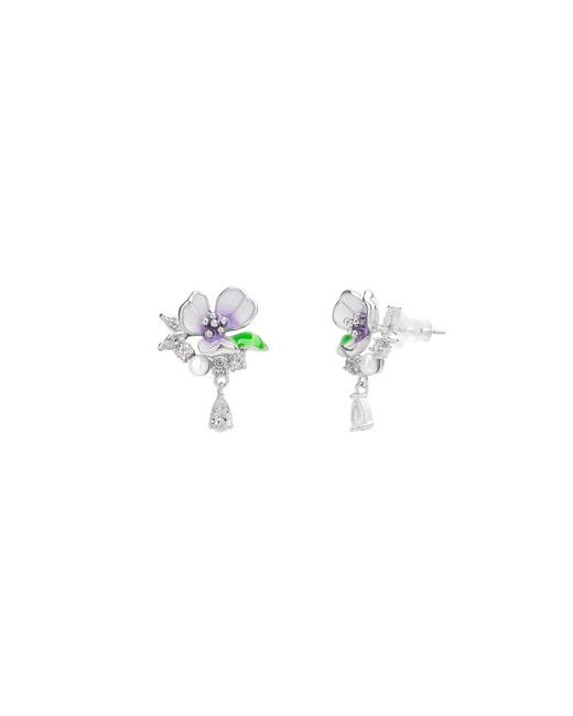 Spero London White Pansy Floral Earring