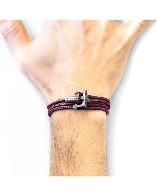 Anchor and Crew Purple Aubergine Union Anchor & Rope Bracelet for men