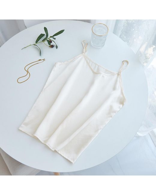 Soft Strokes Silk Natural Neutrals Pure Mulberry Silk Camisole With Adjustable Straps