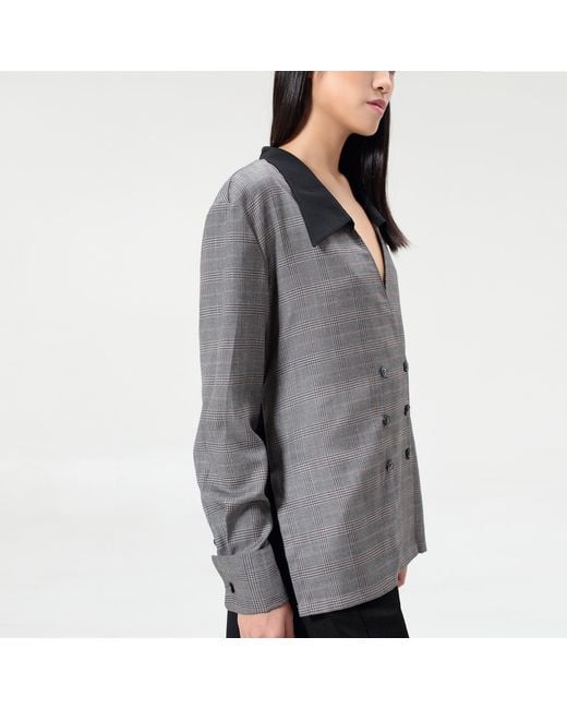 Smart and Joy Gray Long Double Breasted Tailor Shirt
