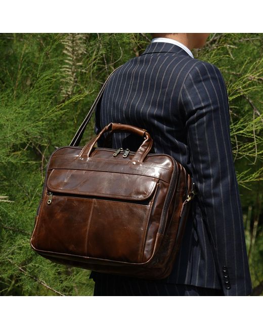 Touri Brown Genuine Leather Briefcase for men
