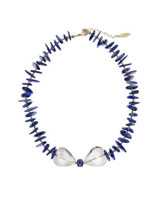 Farra Blue Kyanite With Bowknot Quartz Necklace