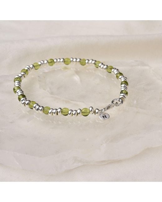Nellou Jewellery Metallic Gem Birthstone Bracelet August Peridot Sterling