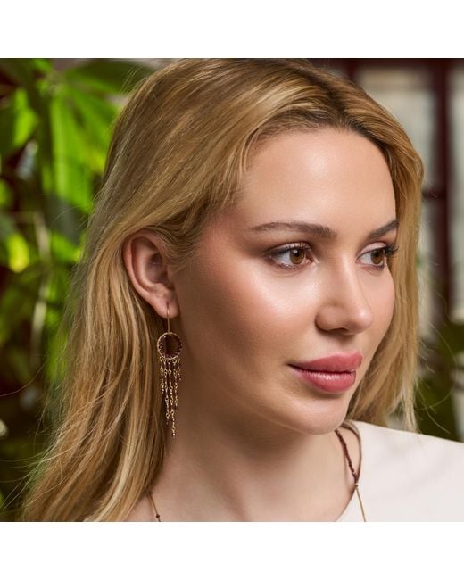 Corina Mardari Jewelry Metallic Handmade Chandelier Garnet-Filled Earrings — Fluid Statement Design
