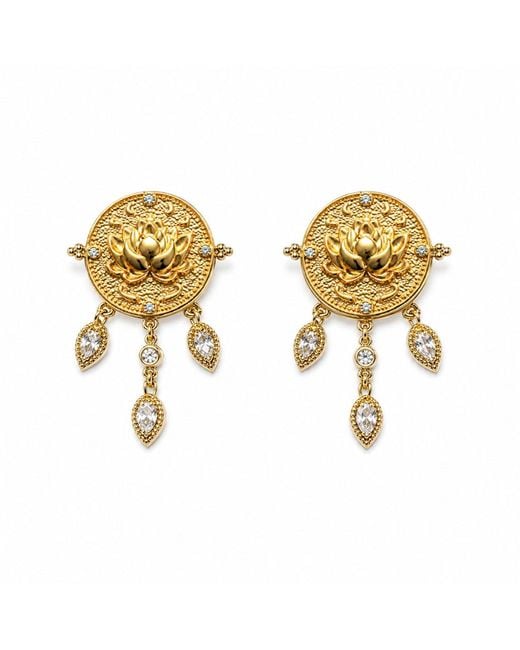 Aurozia Metallic Lotus Within Vermeil Lotus Drop Earrings