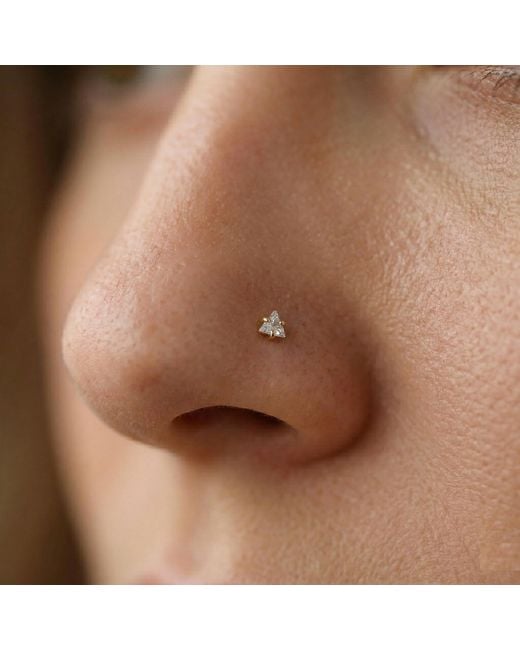 Zahav Jewelry Metallic 10K Solid 20G Triangle Cz Nose Stud