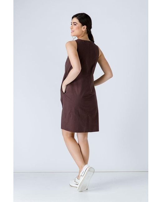 Conquista Brown Sleeveless Sack Dress