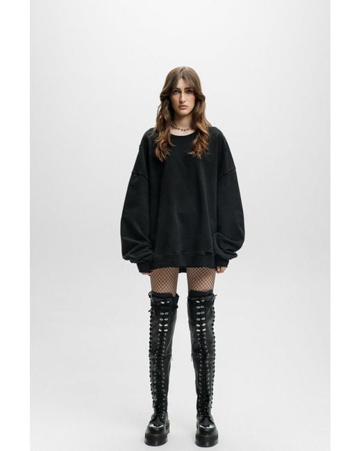 Galleriadele Black The Distressed Sweatshirt