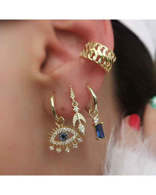 Spero London Metallic Evil Eye Earring Eye Eyelash Sterling Earring